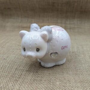Vintage Precious Moments April Piggy Bank Count Your Blessings 1996 Enesco